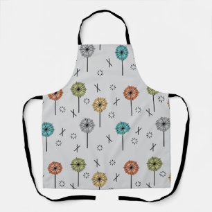 Retro atoombloemen veelkleurig schort