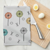 Retro atoombloemen veelkleurig theedoek (Quarter Fold)