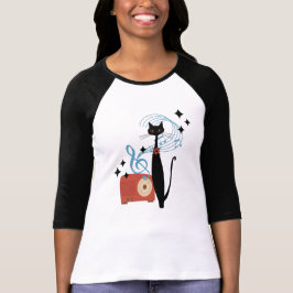 Retro atoomera midden eeuw moderne kat & radio t-shirt
