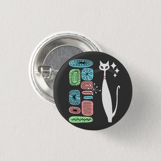 Retro atoomera middeneeuwse moderne kool ronde button 3,2 cm (Voorkant /achterkant)
