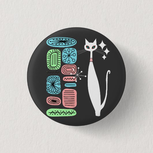 Retro atoomera middeneeuwse moderne kool ronde button 3,2 cm (Voorkant)