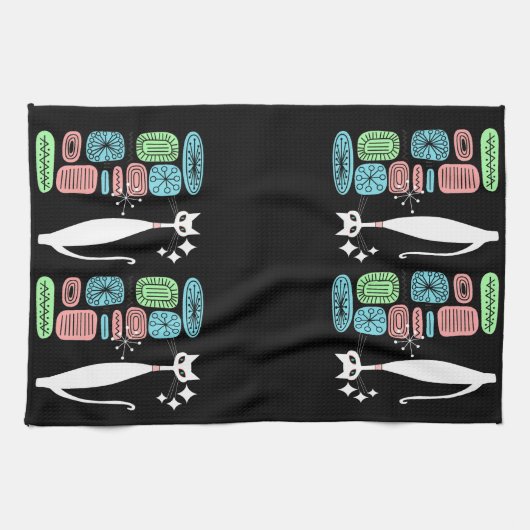 Retro atoomera middeneeuwse moderne kool theedoek (Horizontaal)