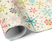 Retro atoomkerstsopflakken cadeaupapier (Rol Hoek)