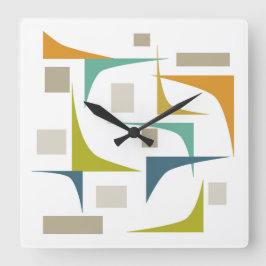 Retro atoommiddelcentury Geometric Turquoise Green Vierkante Klok