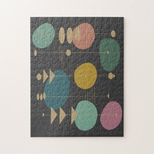 Retro atoomruimtetijdperk midden eeuw modern legpuzzel (Verticaal)