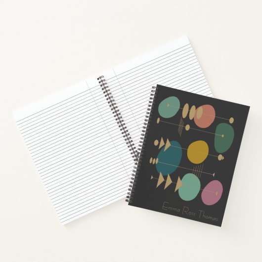 Retro atoomruimtetijdperk midden eeuw modern notitieboek (Binnen)