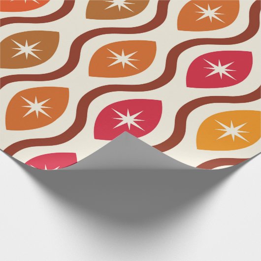 Retro atoomsterren in het middeleeuwse ogeenpatroo cadeaupapier (Hoek)