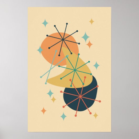 Retro atoomtijdperk Midden-eeuws modern Abstract Poster (Voorkant)