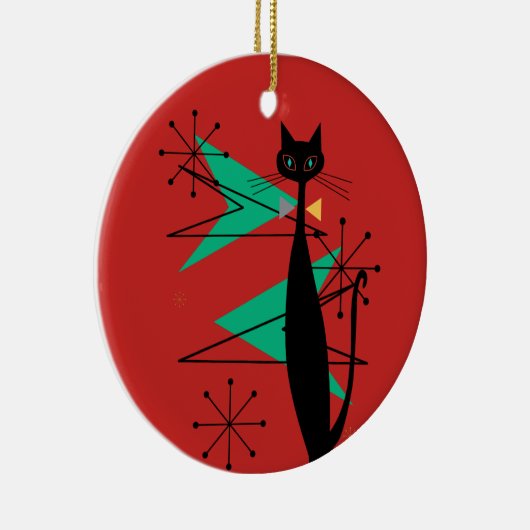 Retro atoomtijdperk midden midden midden moderne M Keramisch Ornament (Rechts)