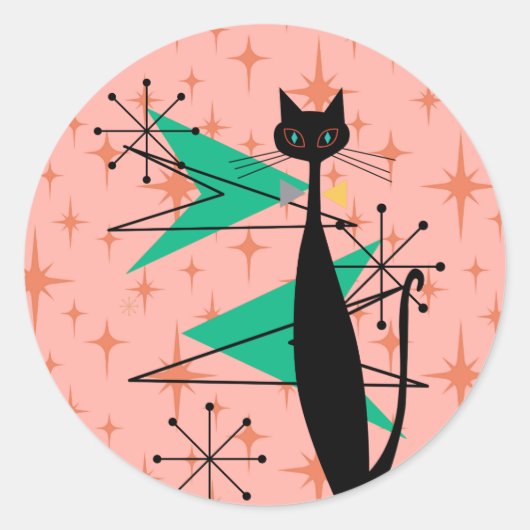 Retro atoomtijdperk midden midden midden moderne M Ronde Sticker (Voorkant)