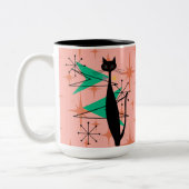 Retro atoomtijdperk midden midden midden moderne M Tweekleurige Koffiemok (Links)