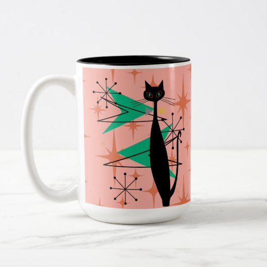 Retro atoomtijdperk midden midden midden moderne M Tweekleurige Koffiemok (Links)