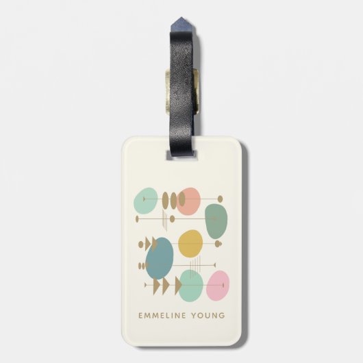 Retro atoomtijdperk midden modi gepersonaliseerd bagagelabel (Achterkant verticaal)