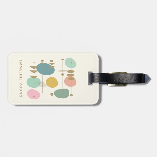 Retro atoomtijdperk midden modi gepersonaliseerd bagagelabel (Achterkant horizontaal)