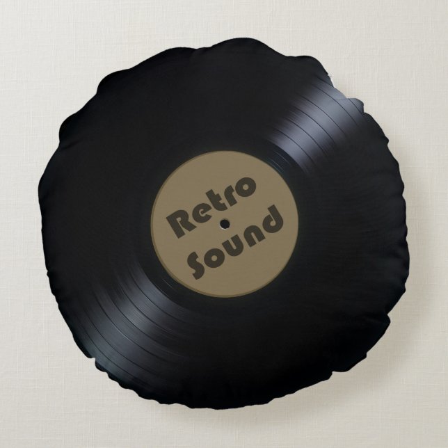 Retro Audio 70s 80s Nostalgisch  Vinyl / Reel Rond Kussen (Achterkant)