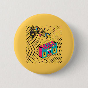 Retro audio boombox. ronde button 5,7 cm