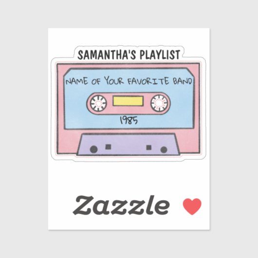 Retro-audio cassette, aangepaste tapeband, naam sticker (Vel)