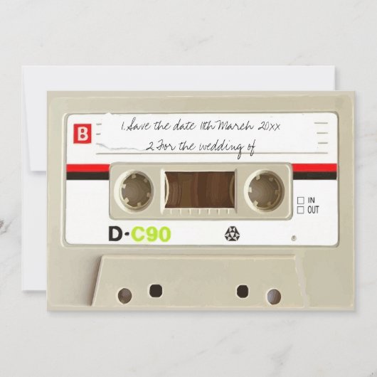 Retro audio cassette Wedding Save The Date (Voorkant)