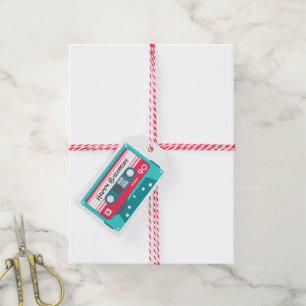 Retro Audio Tape Birthday heldere kleuren Cadeaulabel