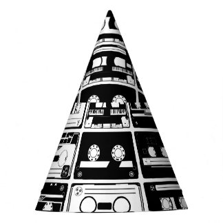 Retro audio tapes, ouderwets patroon. feesthoedjes