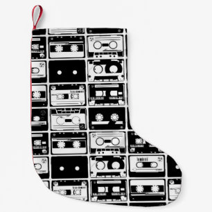 Retro audio tapes, ouderwets patroon. kleine kerstsok