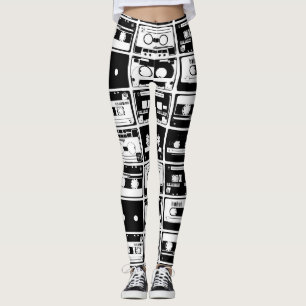 Retro audio tapes, ouderwets patroon. leggings