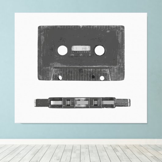 Retro audiocassette canvas afdruk (Insitu (Houten vloer))