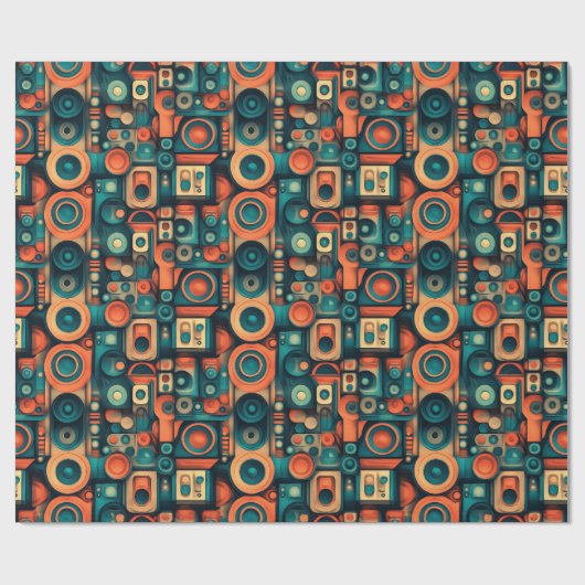 retro-audiofiel Abstract inpakpapier |  (Vlak)