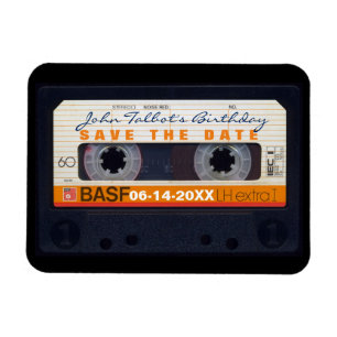 Retro Audiotape 60e verjaardag Save the date Magne Magneet