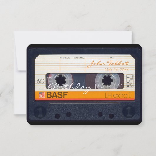 Retro Audiotape 60e verjaardag Uitnodiging (Voorkant)