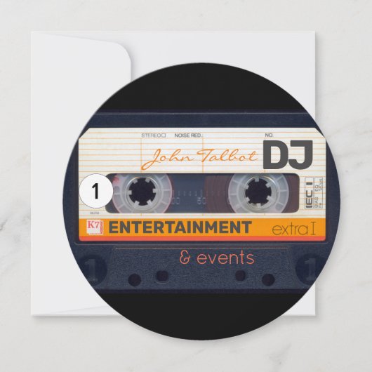 Retro Audiotape Cassette 80s DJ Visitekaartjes R2 Feestdagenkaart (Voorkant)