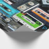 Retro Audiotape Cassette Mixtapenaam Birthday WP Cadeaupapier (Hoek)