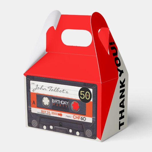Retro Audiotape S 50e verjaardag Dank u GFB Bedankdoosjes (Voorkant Zijde)