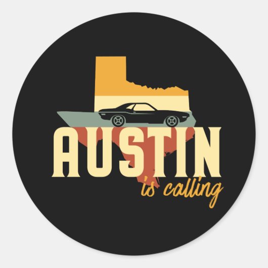 Retro Austin Texas TX USA City Map Ronde Sticker (Voorkant)