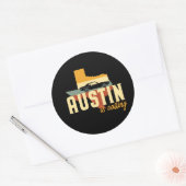 Retro Austin Texas TX USA City Map Ronde Sticker (Envelop)