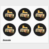 Retro Austin Texas TX USA City Map Ronde Sticker (Vel)