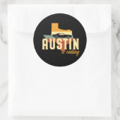 Retro Austin Texas TX USA City Map Ronde Sticker (Tas)