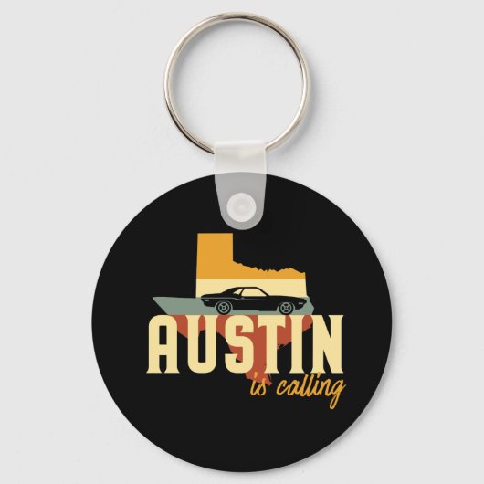  Retro Austin Texas TX USA City Map Sleutelhanger (Voorkant)