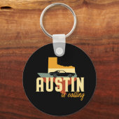  Retro Austin Texas TX USA City Map Sleutelhanger (Voorkant)