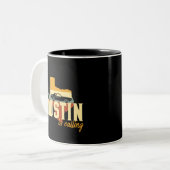 Retro Austin Texas TX USA City Map Tweekleurige Koffiemok (Voorkant links)