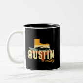 Retro Austin Texas TX USA City Map Tweekleurige Koffiemok (Links)