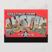 Retro Austin Texas Zwarte Lijn Ansichtkaart