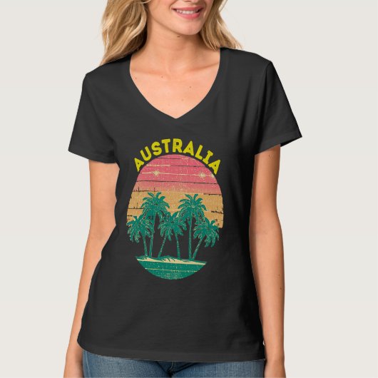 Retro Australia Vacation Souvenir Palm Tree T-shirt (Voorkant)