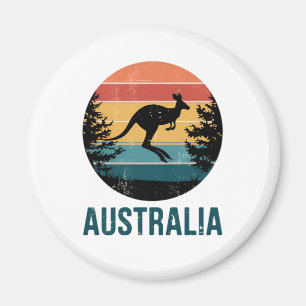 Retro Australische Sunset Dierenspringen Kangoeroe Magneet