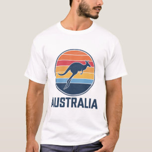 Retro Australische Sunset Dierenspringen Kangoeroe T-shirt