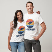 Retro Australische Sunset Dierenspringen Kangoeroe T-shirt (Unisex)