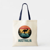 Retro Australische Sunset Dierenspringen Kangoeroe Tote Bag (Achterkant)