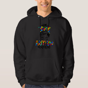 Retro Autism Awareness Message Bun Auntie Support Hoodie