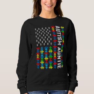 Retro Autism Awareness USA Flag Auntie Support Trui
