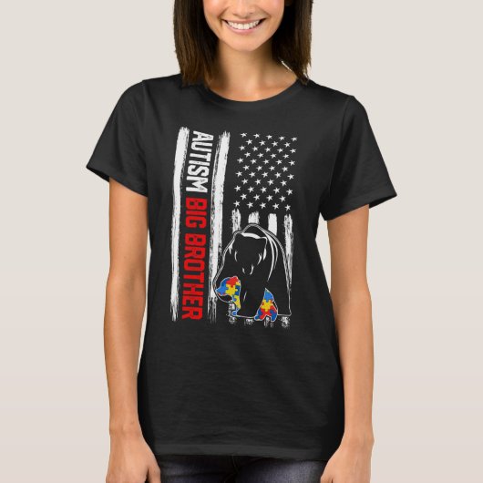 Retro Autism Big Brother Beer Amerikaanse vlag Awa T-shirt (Voorkant)